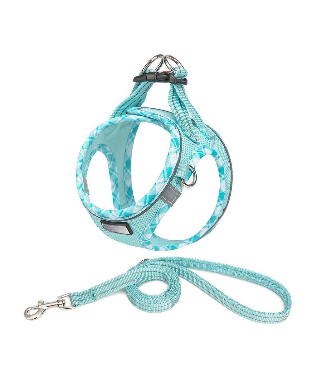 ARONKL Soft Mesh No-Choke Step-In Dog Cat Harness Leash Set Reflective Breathable for Small Pets