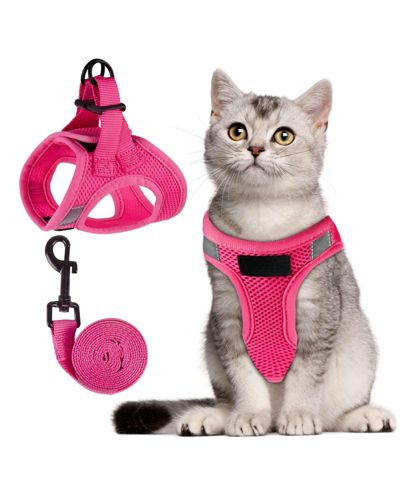 ARONKL Escape Proof Cat Harness and Leash Set Adjustable Lightweight Soft Vest with Reflective Strip for Walking