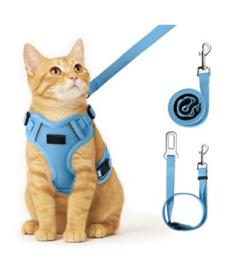 ARONKL Escape Proof Cat Harness Leash Adjustable Breathable Comfortable Vest Easy Wear Outdoor Travel Car Seat Belt Safe