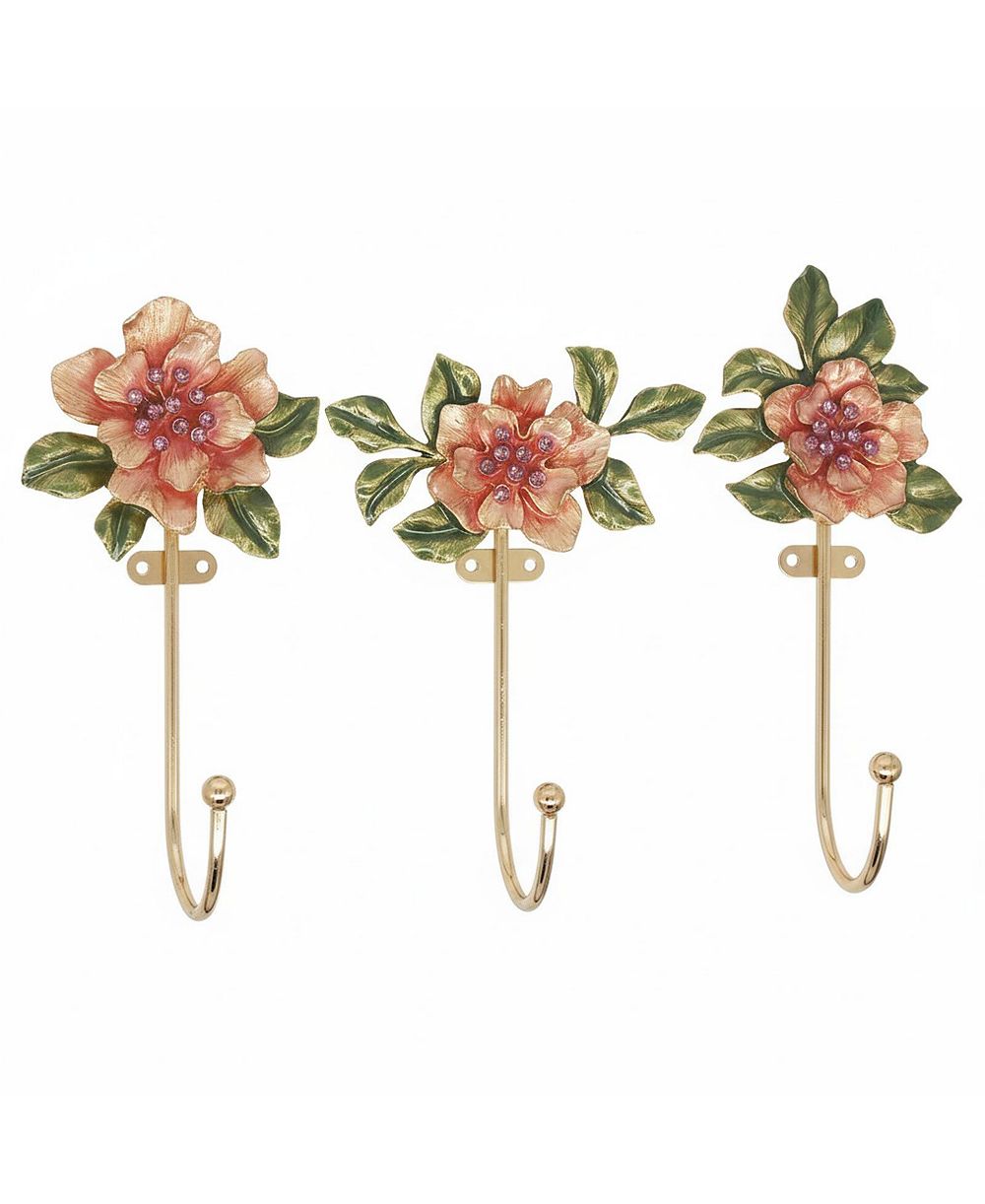 Yigii Vintage Flower-Shaped Decorative Wall Hooks, 3-Pack Heavy-Duty Metal Coat Hooks for Clothes, Towels, Keys, and Hats