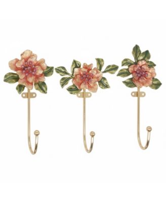 Yigii Vintage Flower-Shaped Decorative Wall Hooks, 3-Pack Heavy-Duty Metal Coat Hooks for Clothes, Towels, Keys, and Hats