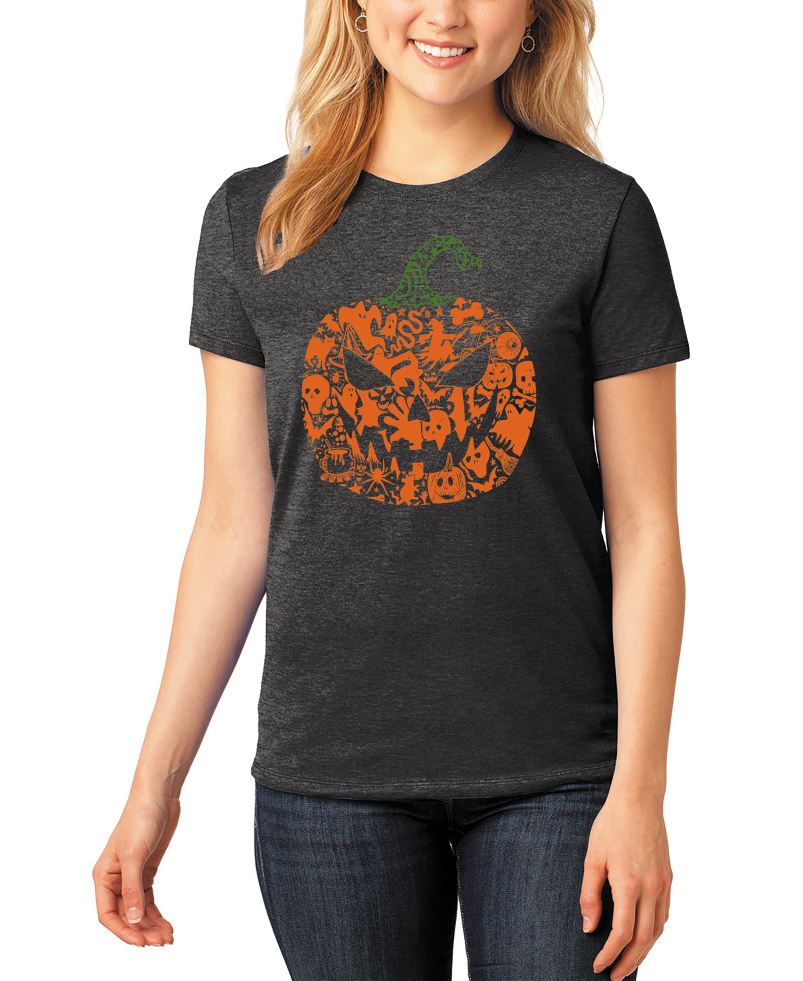 Женская футболка LA Pop Art Premium Blend Halloween Pumpkin Word Art