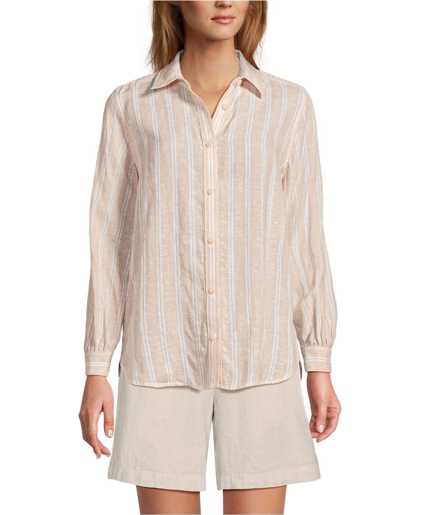 Женская льняная рубашка Lands' End Long Sleeve Feminine