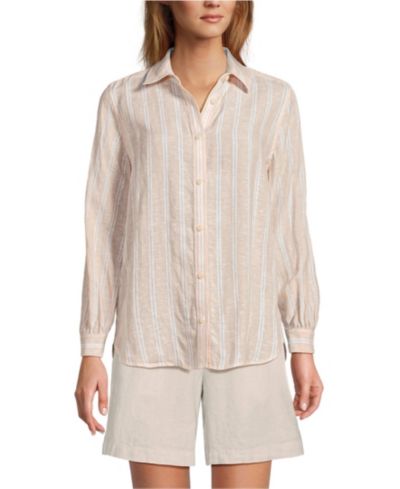 Lands' End Women's Linen Long Sleeve Feminine Shirt