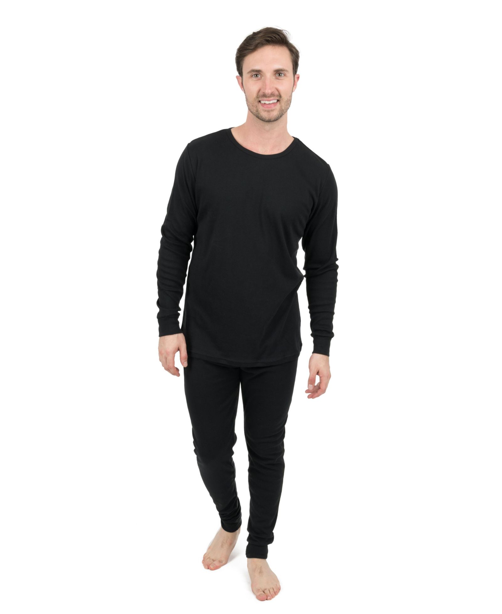 Leveret Mens Matching Family Two Piece Cotton Long Sleeve Shirt and Pants Solid Color Pajamas