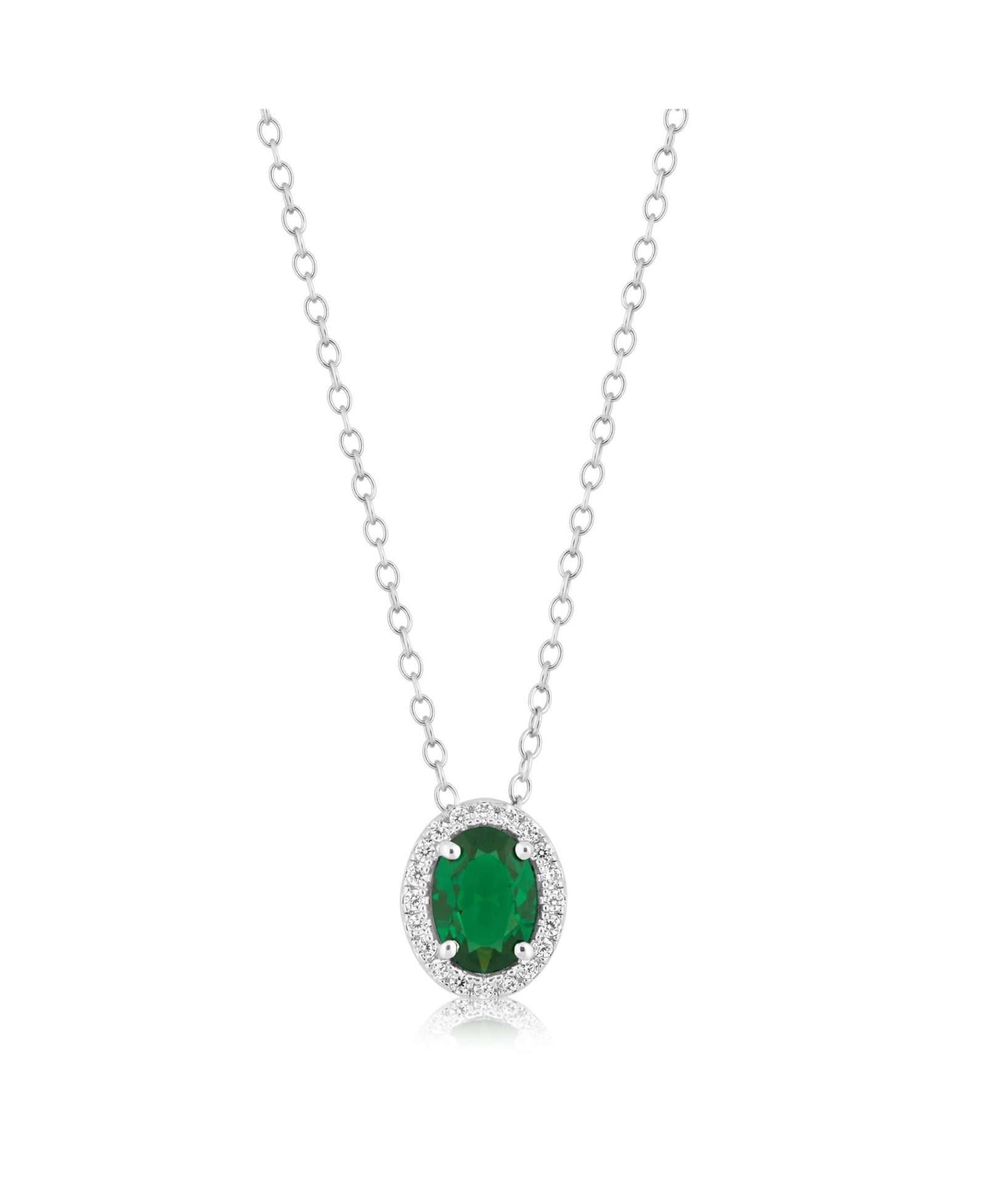 Элегантное ожерелье Simona Oval Birthstone Halo CZ