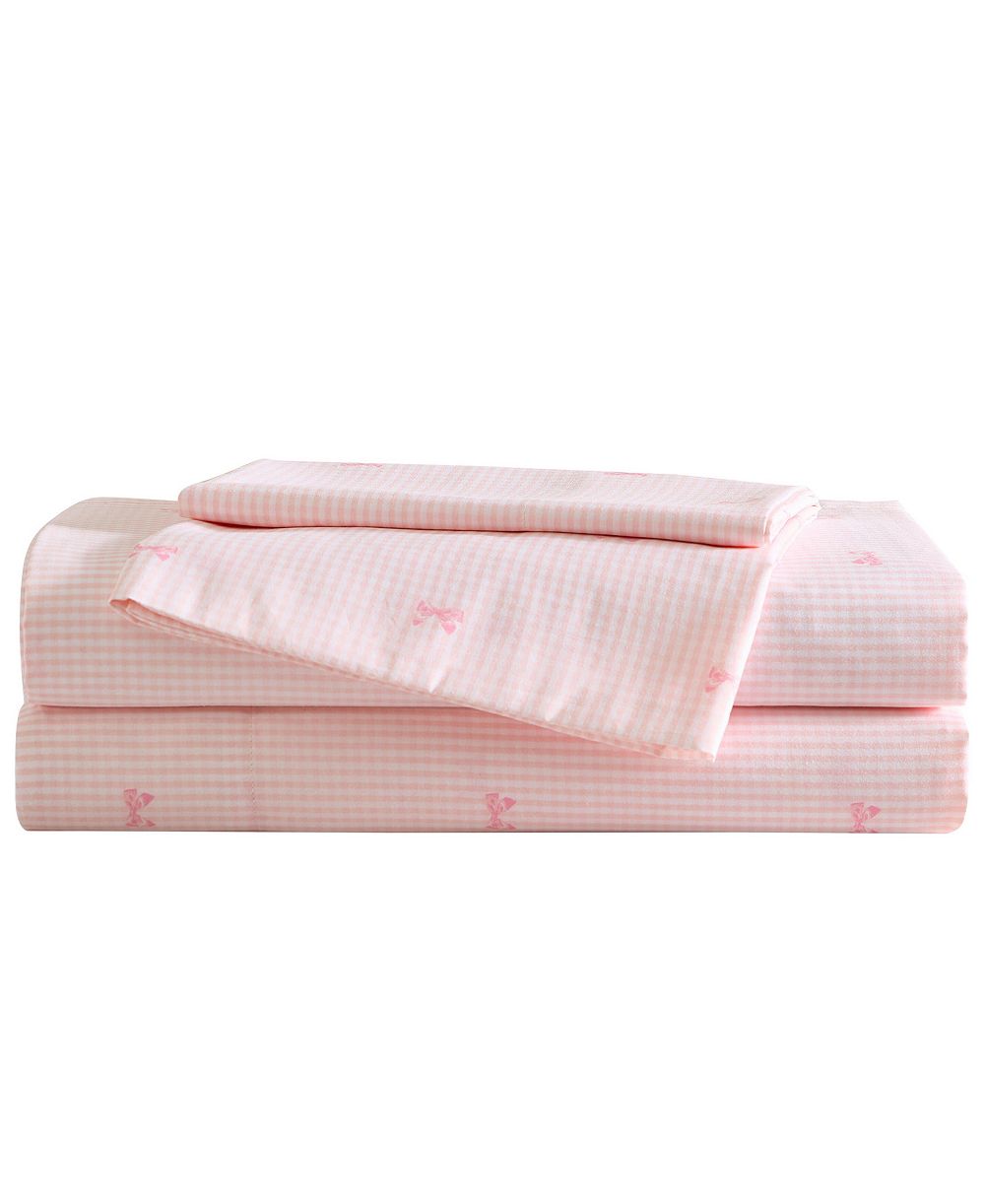 Laura Ashley Tiny Bows Microfiber 4-Piece Sheet Set, Full