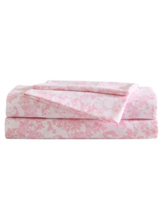 Laura Ashley Toile Unicorn Microfiber 4-Piece Sheet Set, Queen