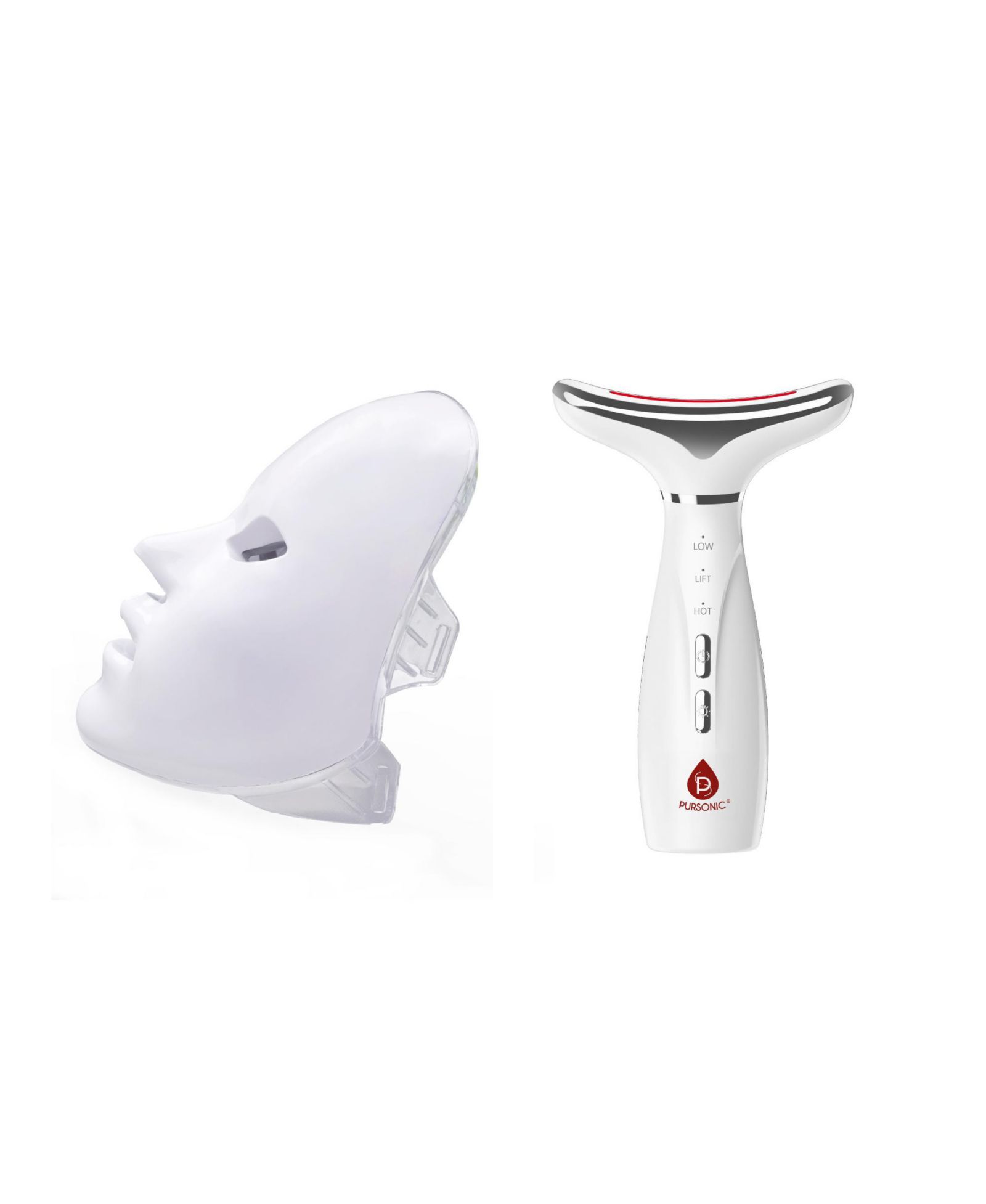 PURSONIC 7-in-1 Facial Therapy Device & LED Light Therapy Mask Bundle