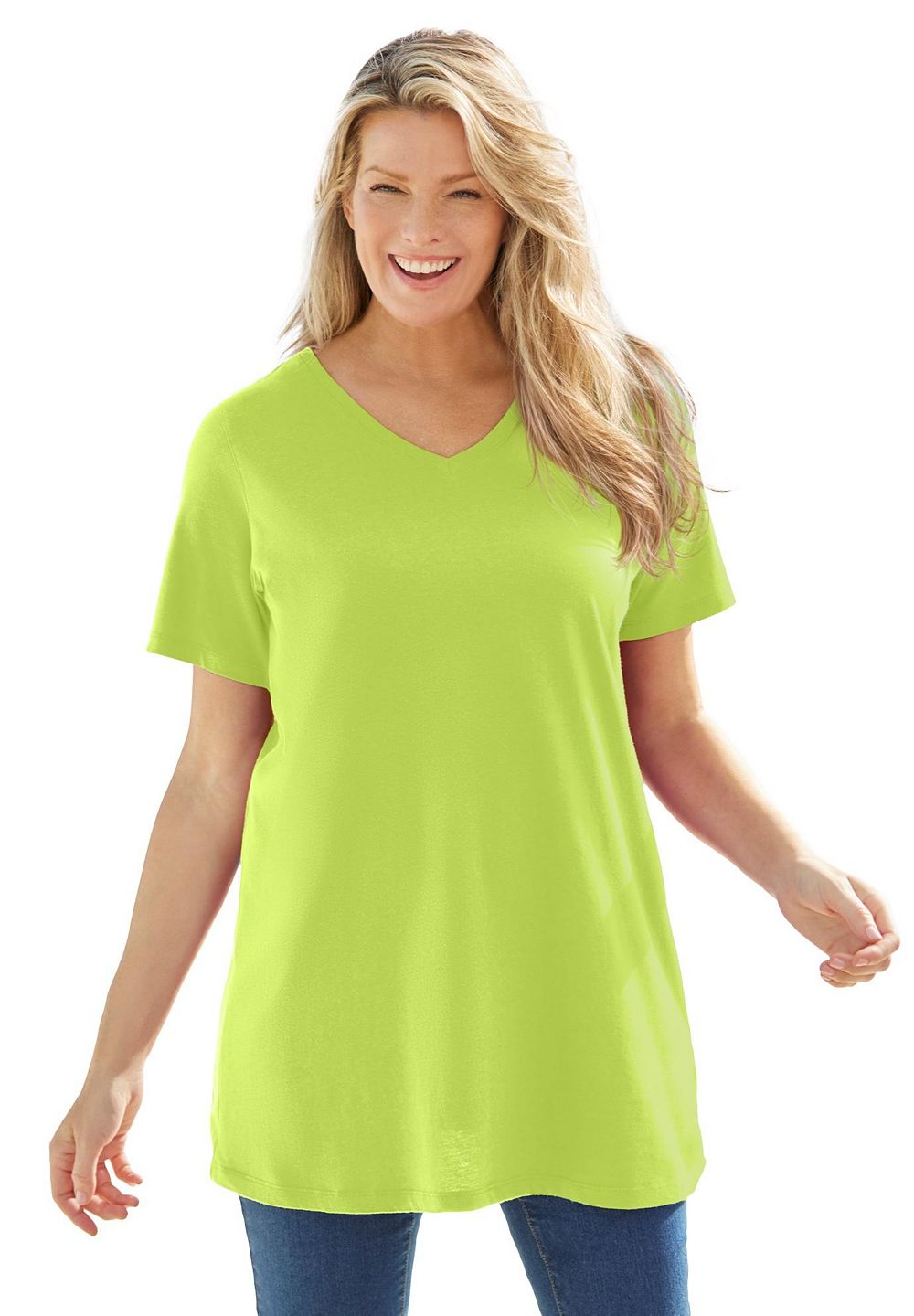 Женский туник-топ Woman Within Within Perfect Short-Sleeve V-Neck