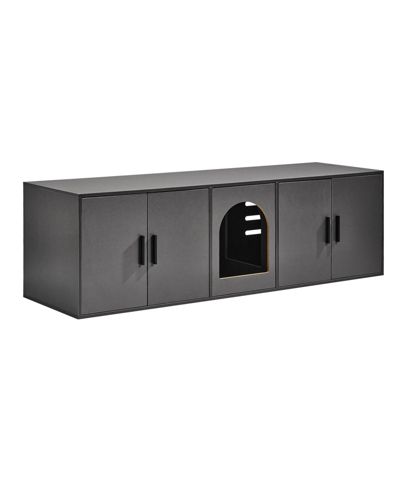INOLAIT Wooden Cat Litter Box Enclosure Cabinet with Double Rooms for 2 Cats