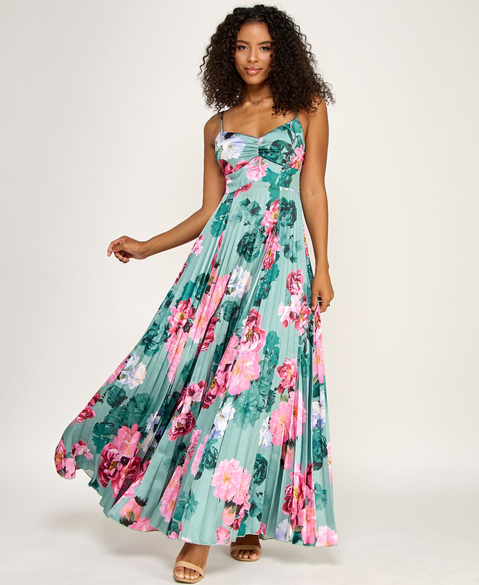 Платье KATIA RAE Juniors' Floral Tie-Back Pleated