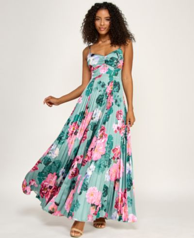 Платье KATIA RAE Juniors' Floral Tie-Back Pleated