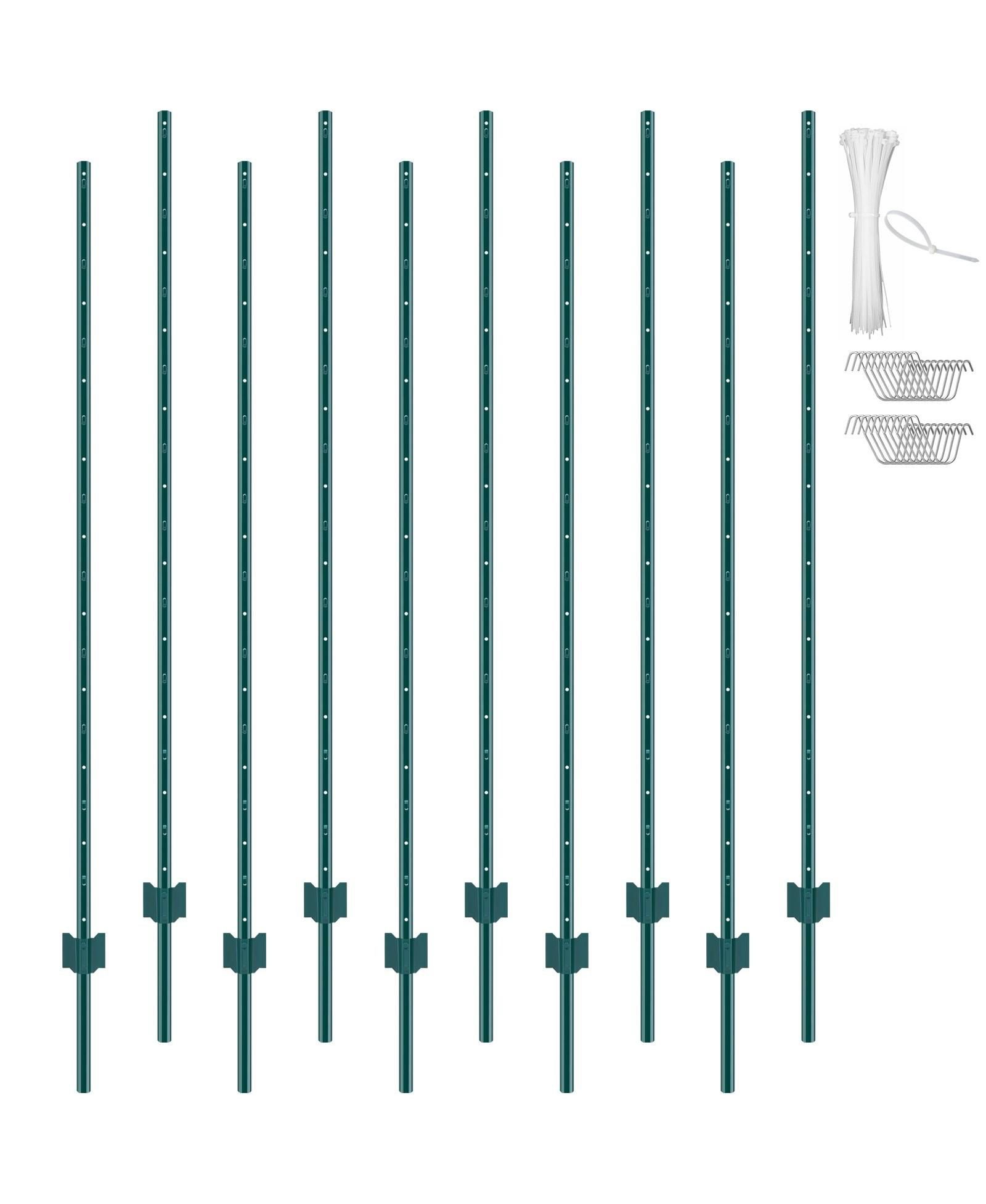 SUGIFT  Fence Post, 10 Pack, U-Channel Heavy Duty Steel, for Garden and Lawn Use