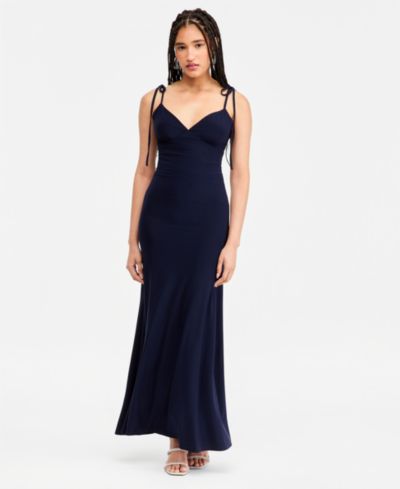 Jump Juniors' Shirred-Back Tie-Strap Long Dress