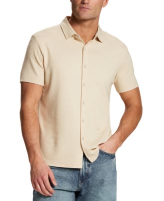 Weatherproof Vintage Men's Solid Waffle Coat Front Short-Sleeve Shirt