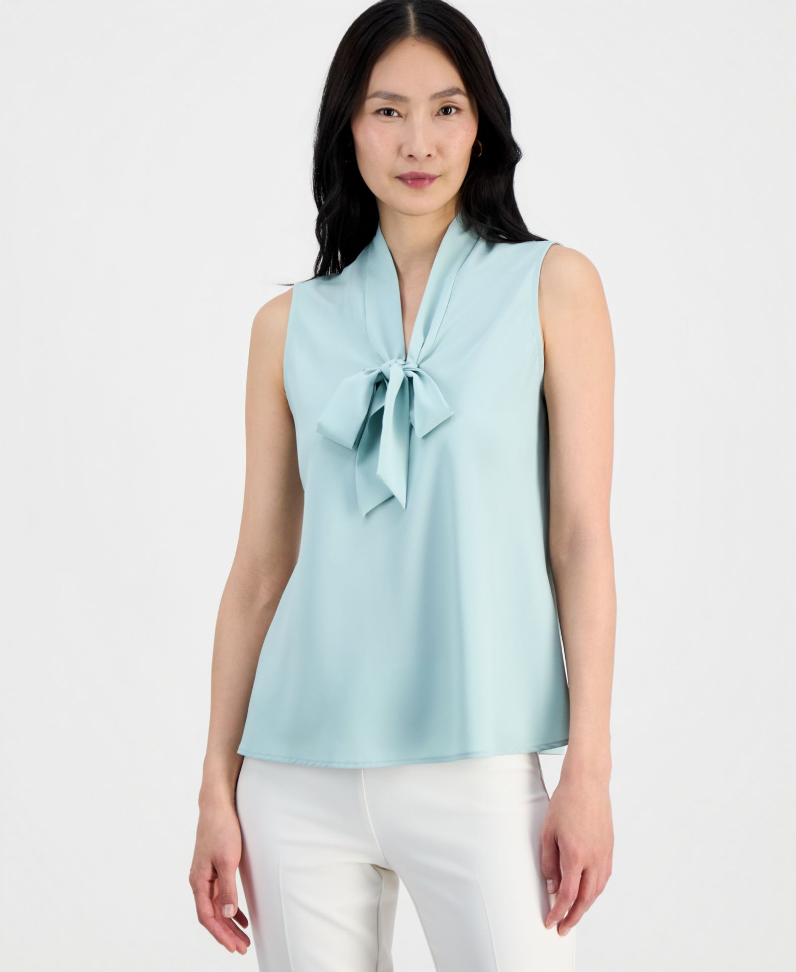 Kasper Petite Sleeveless Tie-Neck Top