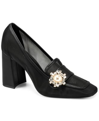KARL LAGERFELD PARIS Women's Savannah Mesh High Block Heel Pumps