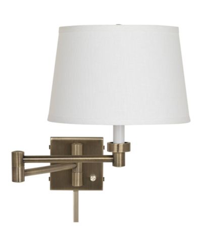Barnes and Ivy настенная лампа с поворотным механизмом Antique Brass с белым тканевым абажуром