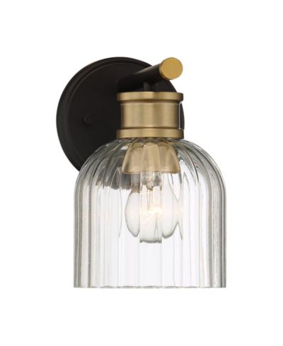 Настенный светильник Stiffel Mid Century Modern, черная латунь, прозрачный стеклянный плафон