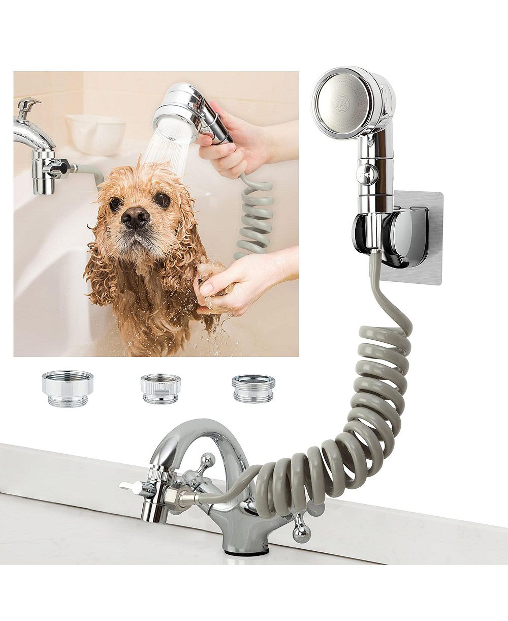 ARONKL Sink Faucet Sprayer Attachment 3 Spray Modes Stop Water-saving Stretchable Hose Pet Hair Rinser