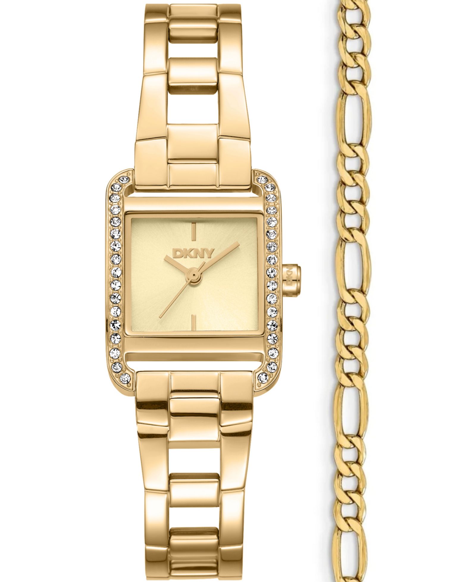 DKNY Женские наручные часы Mini Quartz Gold-Tone Stainless Steel 23mm и подарочный набор