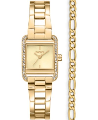 DKNY Женские наручные часы Mini Quartz Gold-Tone Stainless Steel 23mm и подарочный набор