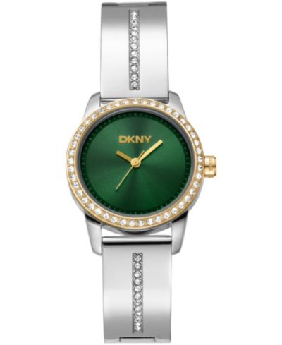 Женские двухцветные кварцевые часы DKNY Half Bangle из нержавеющей стали, 28mm