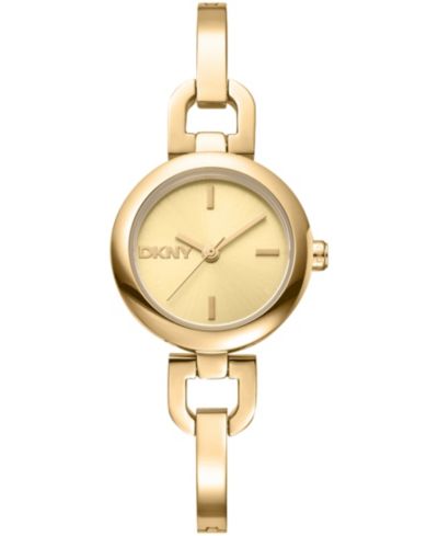 DKNY Women's Half Bangle Quartz Gold-Tone Stainless Steel Watch 26mm