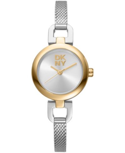 Женские часы DKNY Milanese Quartz двухцветные из нержавеющей стали 26mm