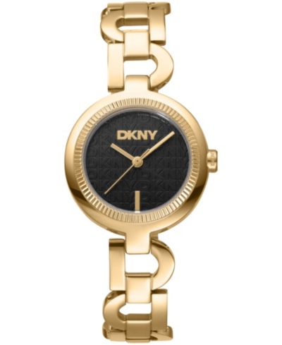 Женские наручные часы DKNY с золотистым корпусом из нержавеющей стали и кварцевым механизмом 28mm