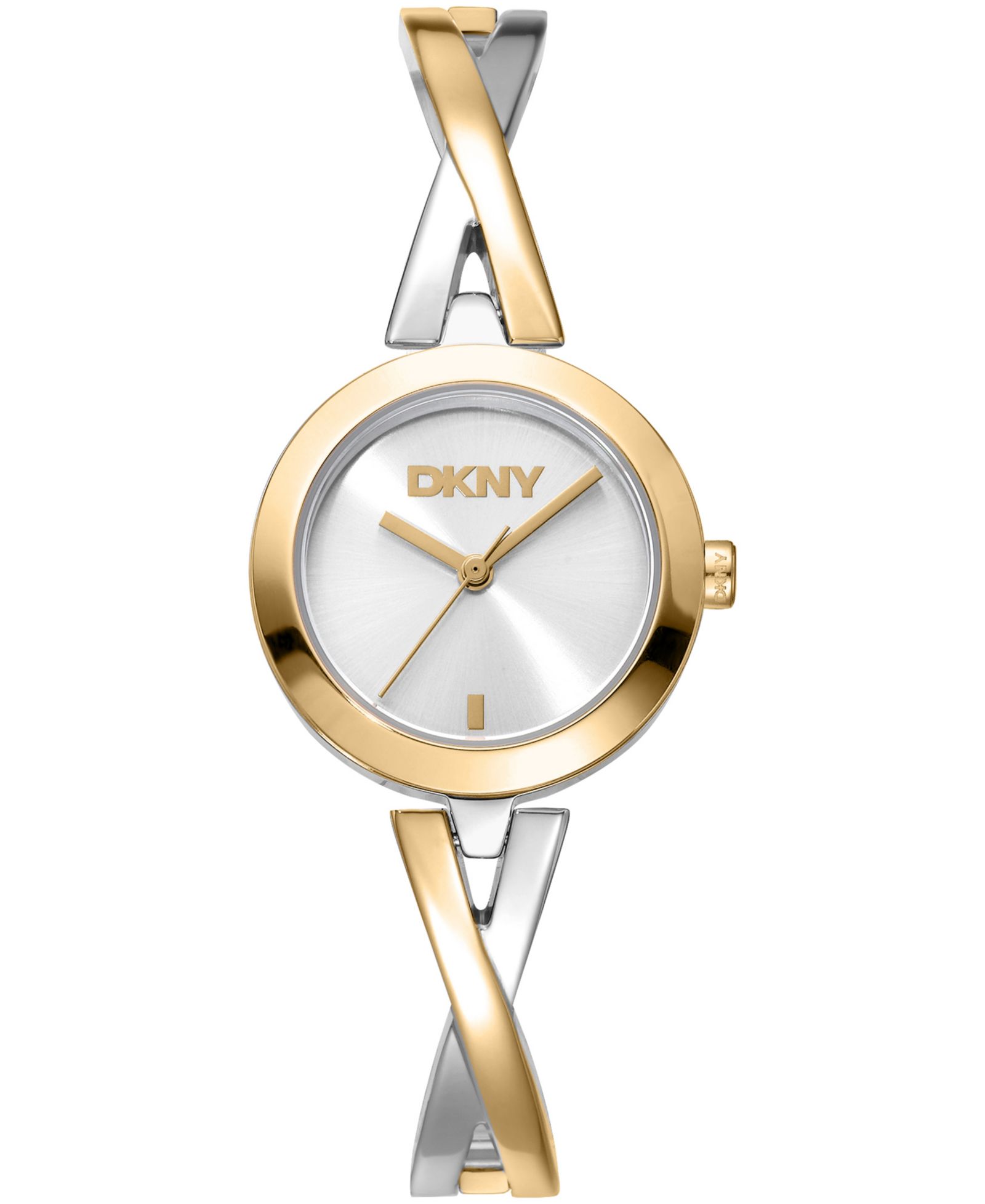 Женские двухцветные кварцевые часы DKNY Half Bangle из нержавеющей стали 26mm