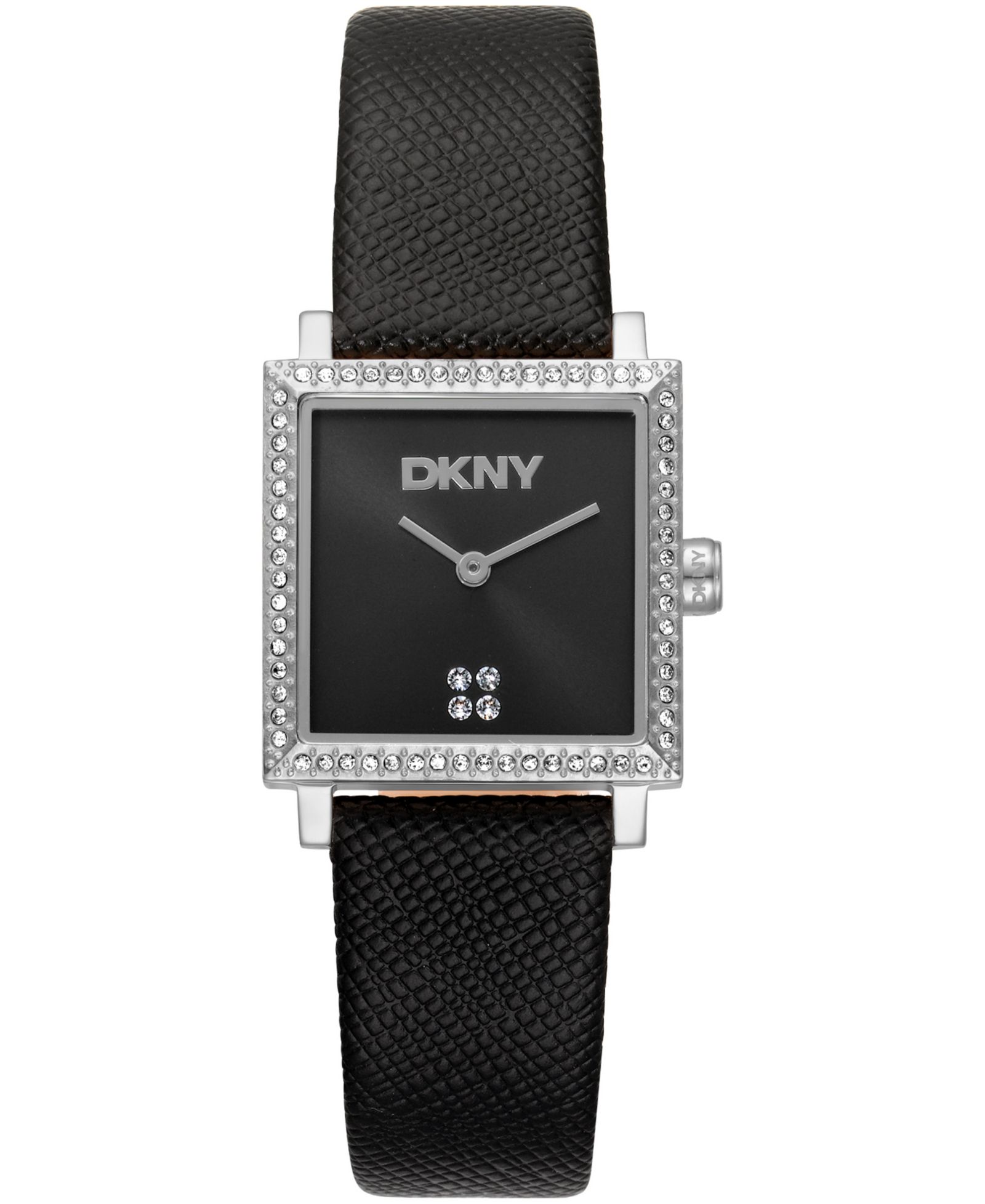 DKNY Women's Milanese Quartz Black Leather Strap Watch 24x31mm