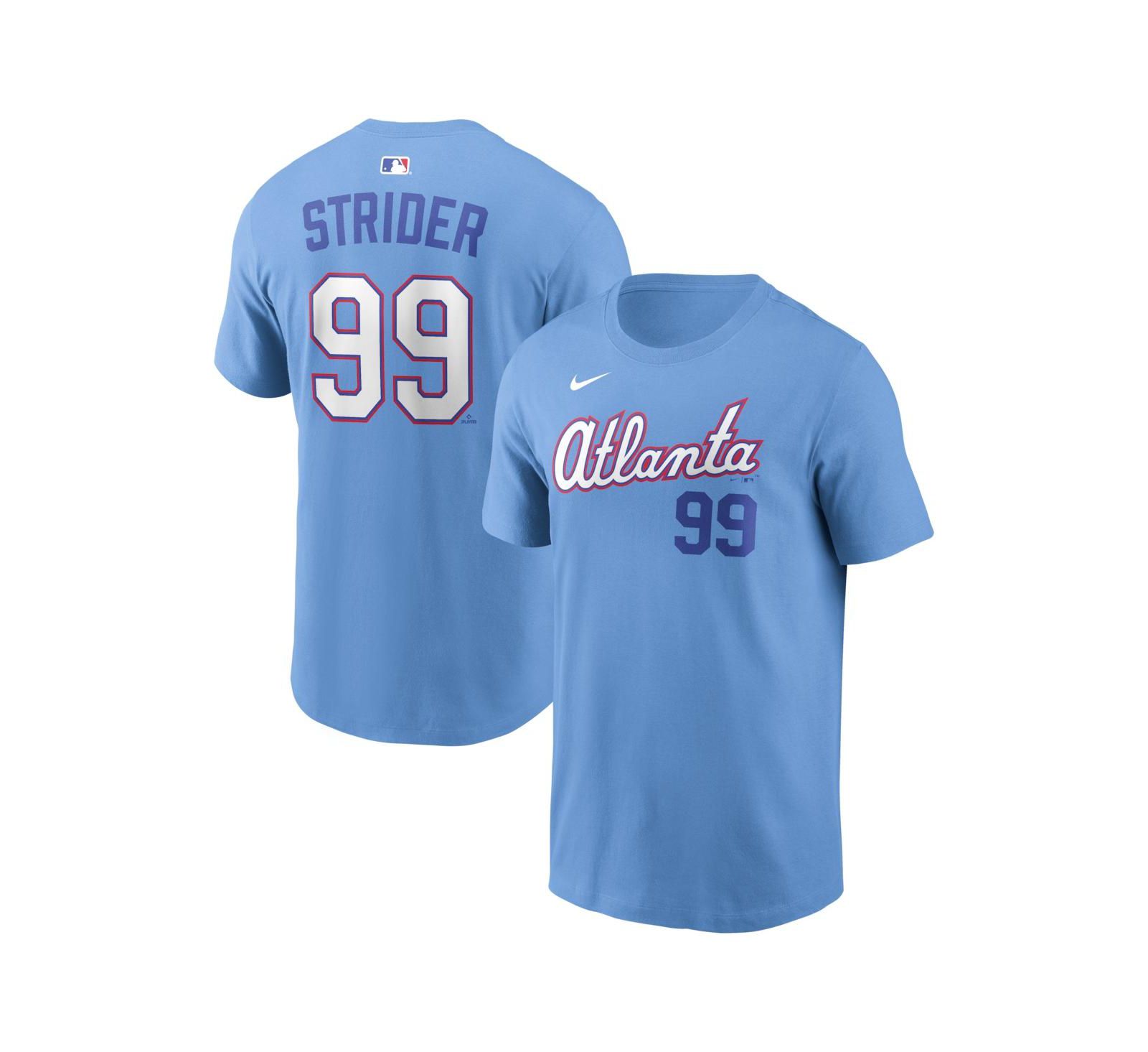 Мужская футболка Nike Spencer Strider Powder Blue Atlanta Braves 2026 City Connect Name & Number T-Shirt