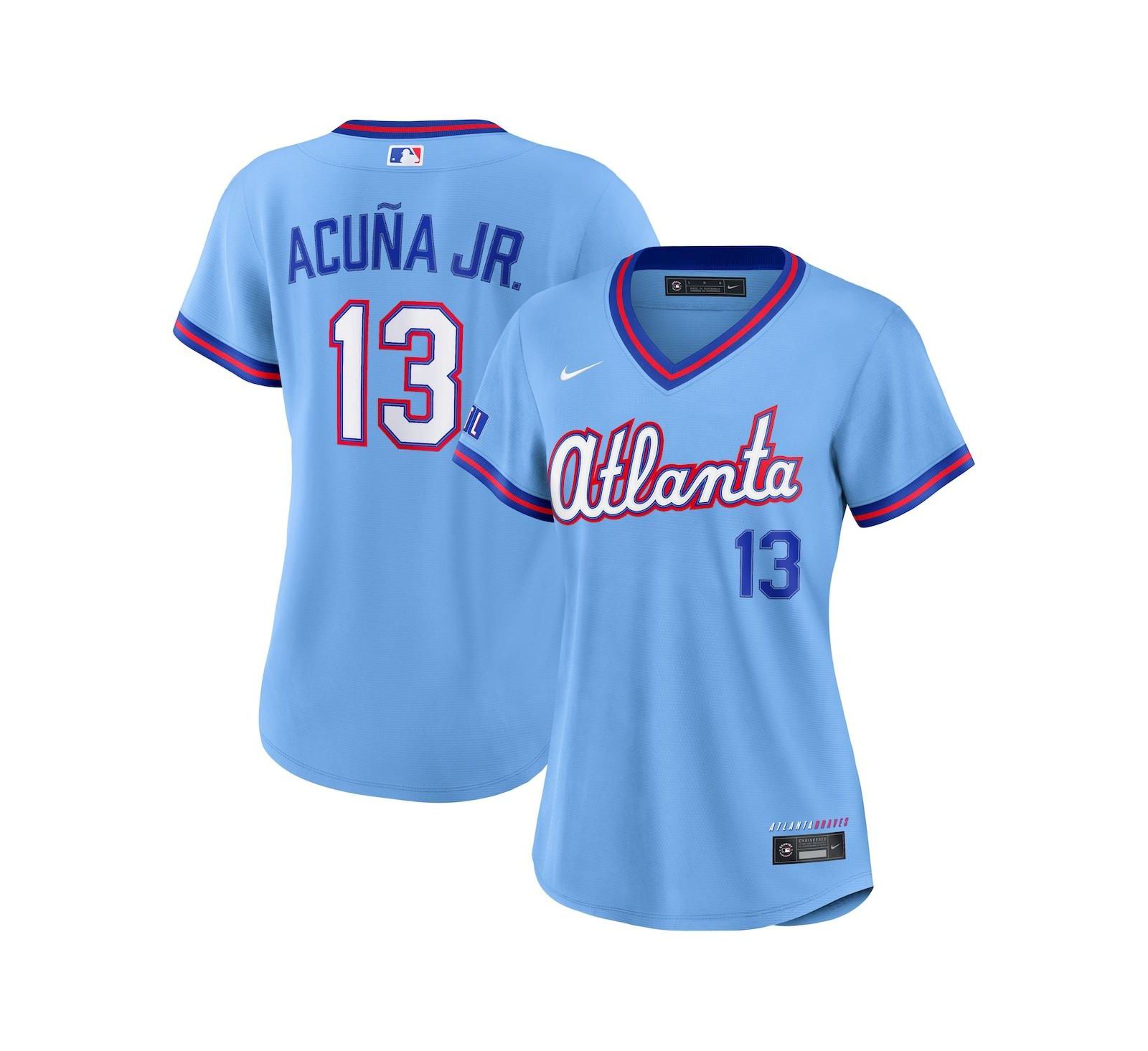 Женская джерси Nike Ronald Acuña Jr. Atlanta Braves 2026 City Connect, голубая