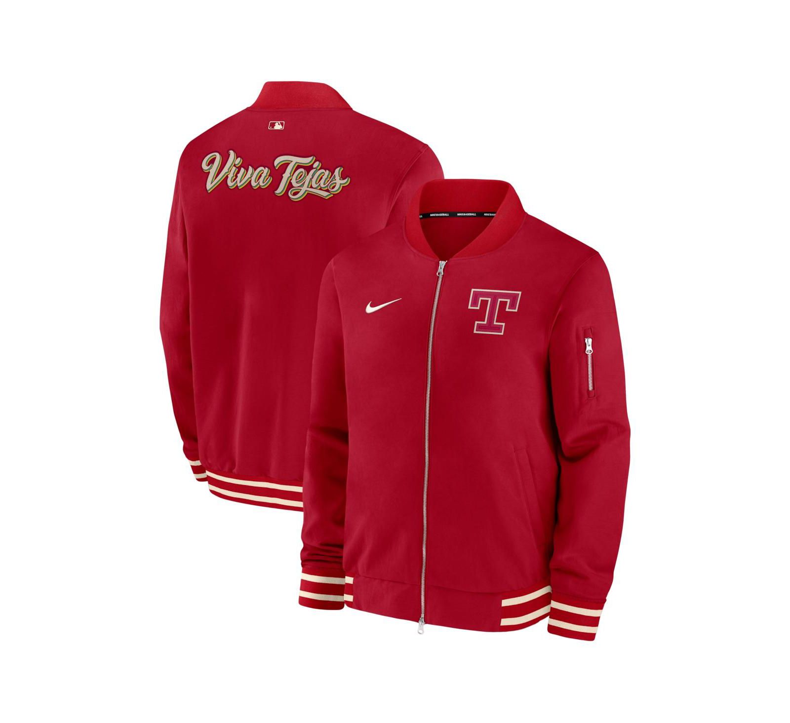 Nike Men's Red Texas Rangers 2026 City Connect Authentic Collection Relaxed Full-Zip Bomber Jacket