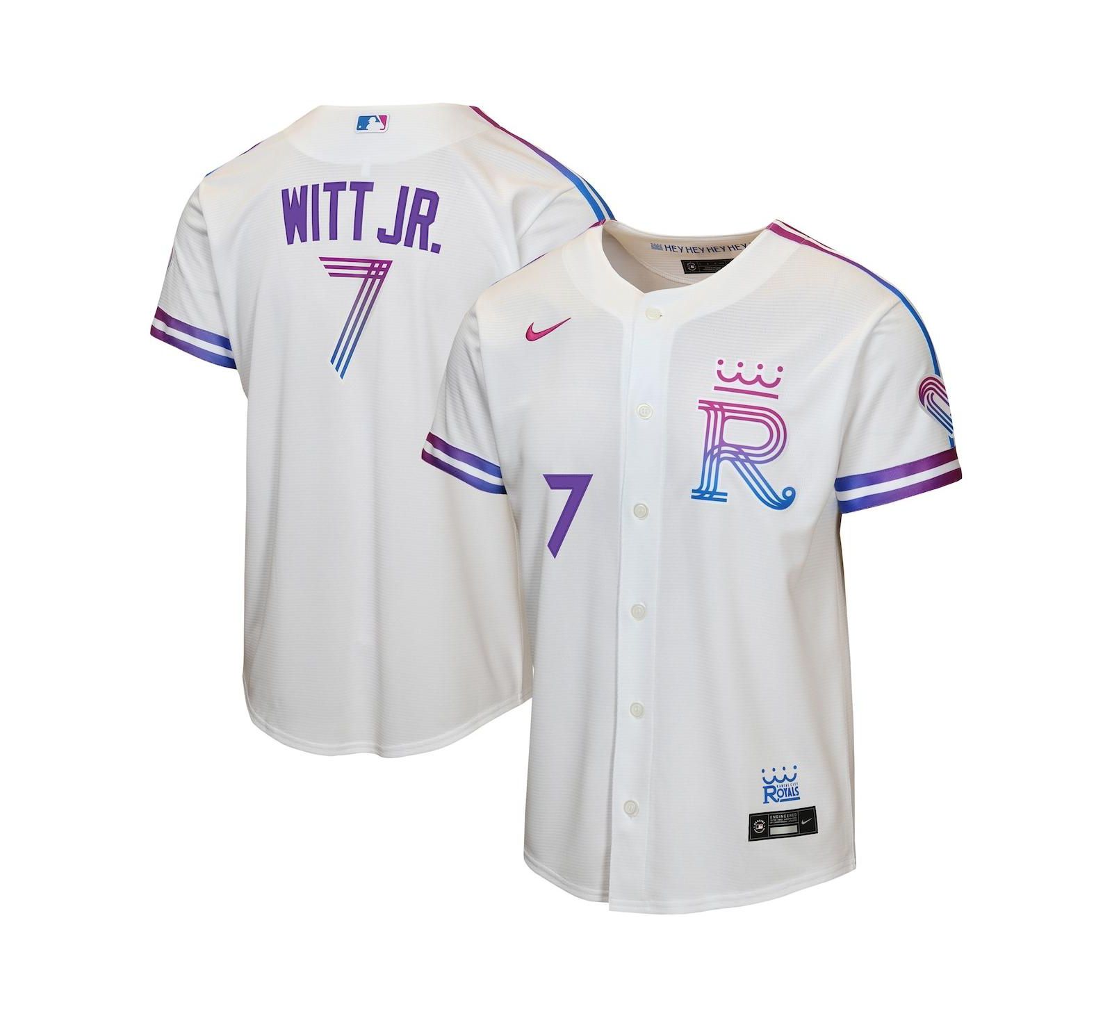 Майка Nike для мальчиков и девочек Bobby Witt Jr. белая Kansas City Royals 2026 City Connect Stadium