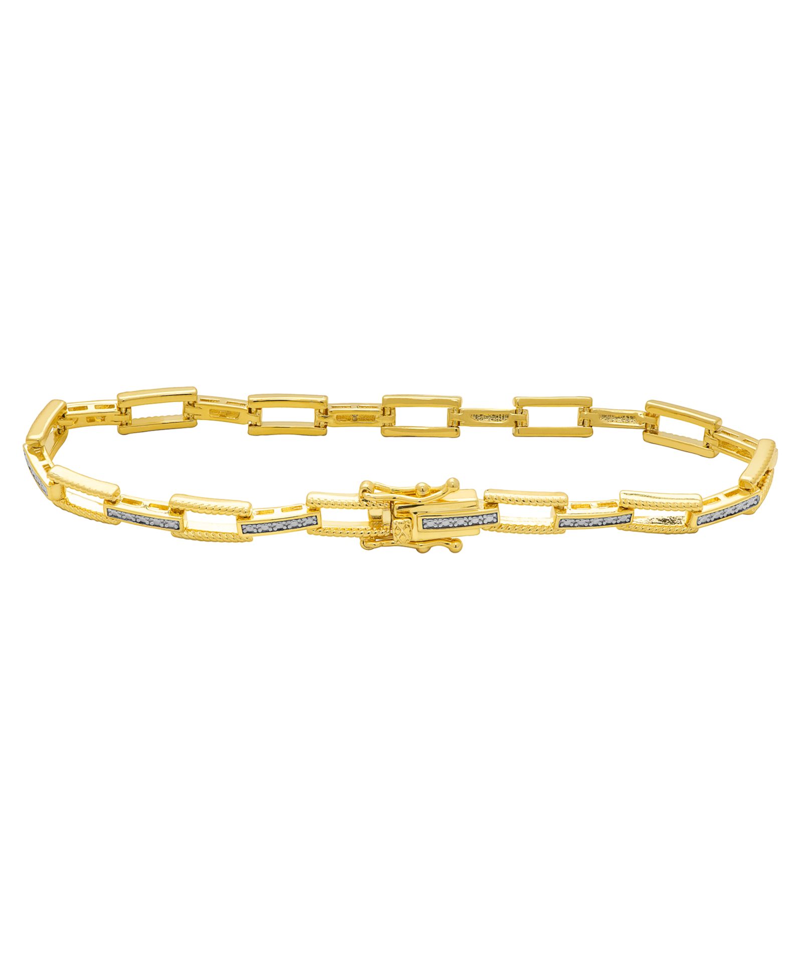 Macy's Diamond Accent (0.005  ct. t. w.) Rectangular Link Bracelet
