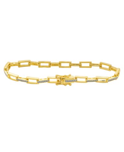 Macy's Diamond Accent (0.005  ct. t. w.) Rectangular Link Bracelet