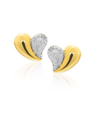 Macy's Diamond Accent (0.01  ct. t. w.) Heart Link Hoop Earrings