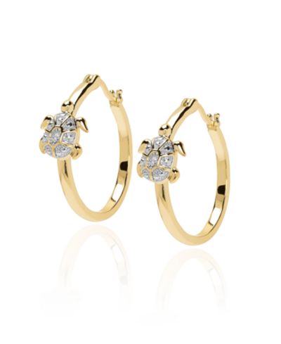 Macy's Diamond Accent (0.01  ct. t. w.) Turtle Hoop Earrings