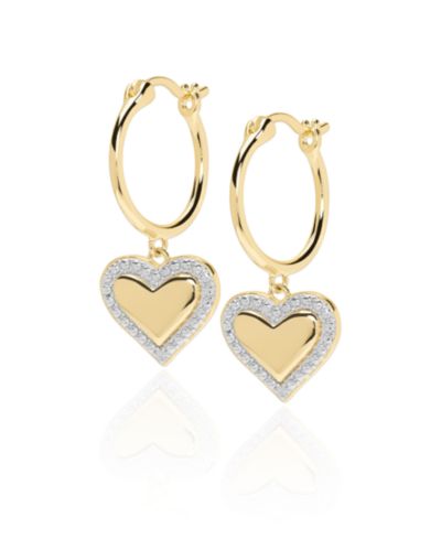 Macy's Diamond Accent (0.01  ct. t. w.) Heart Drop Hoop Earrings