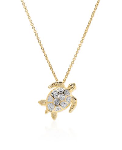 Macy's Diamond Accent (0.005  ct. t. w.) Turtle Pendant Necklace