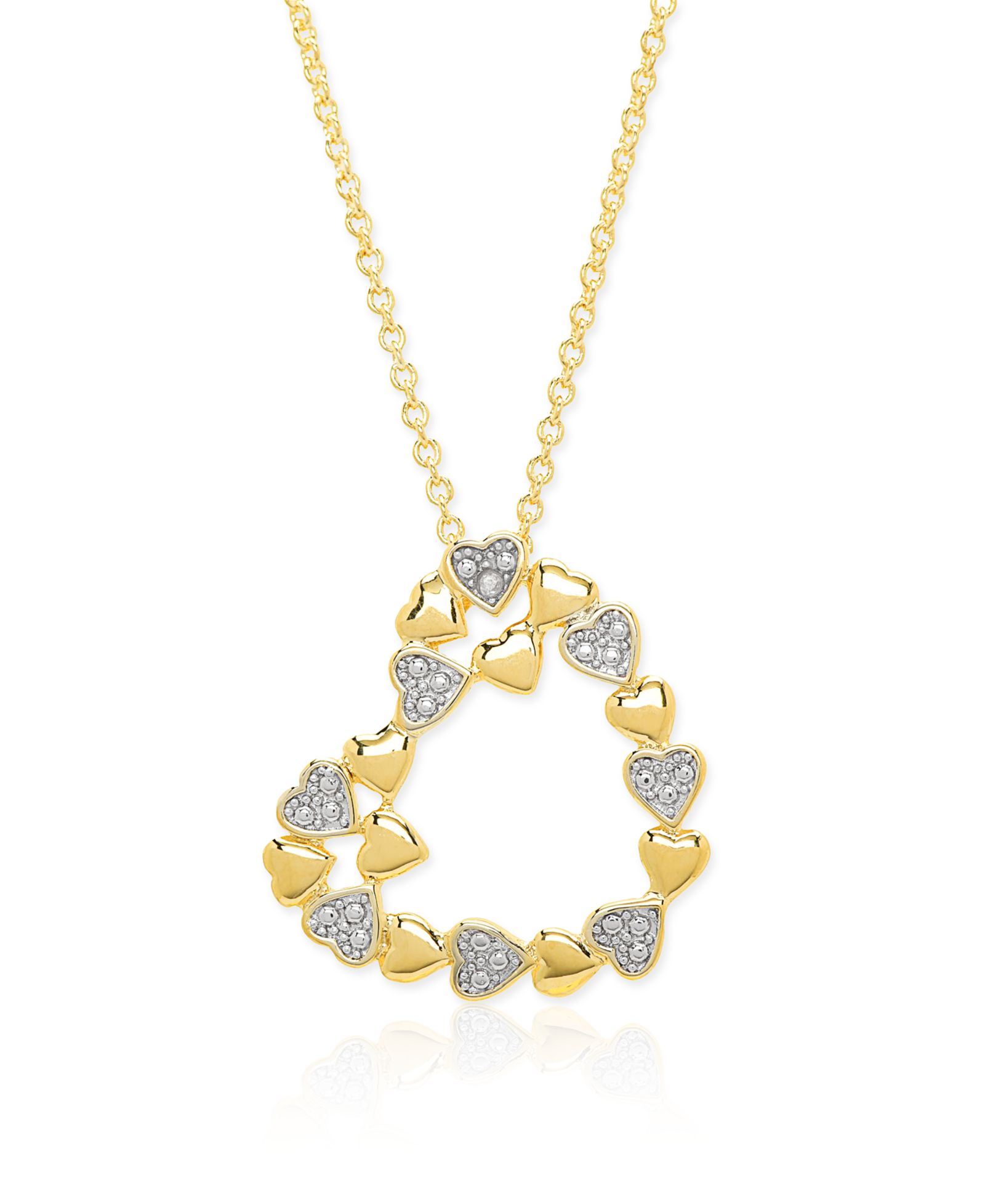 Macy's Diamond Accent (0.005  ct. t. w.) Heart of Hearts Pendant Necklace