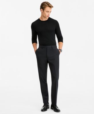 The Men's Store Men's Modern-Fit Vitale Barberis Canonico Fabric 100% Wool Black Suit Pants, Macy's Exclusive