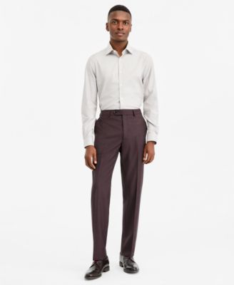 The Men's Store Men's Modern-Fit Vitale Barberis Canonico Fabric 100% Wool Bordeaux Suit Pants, Macy's Exclusive