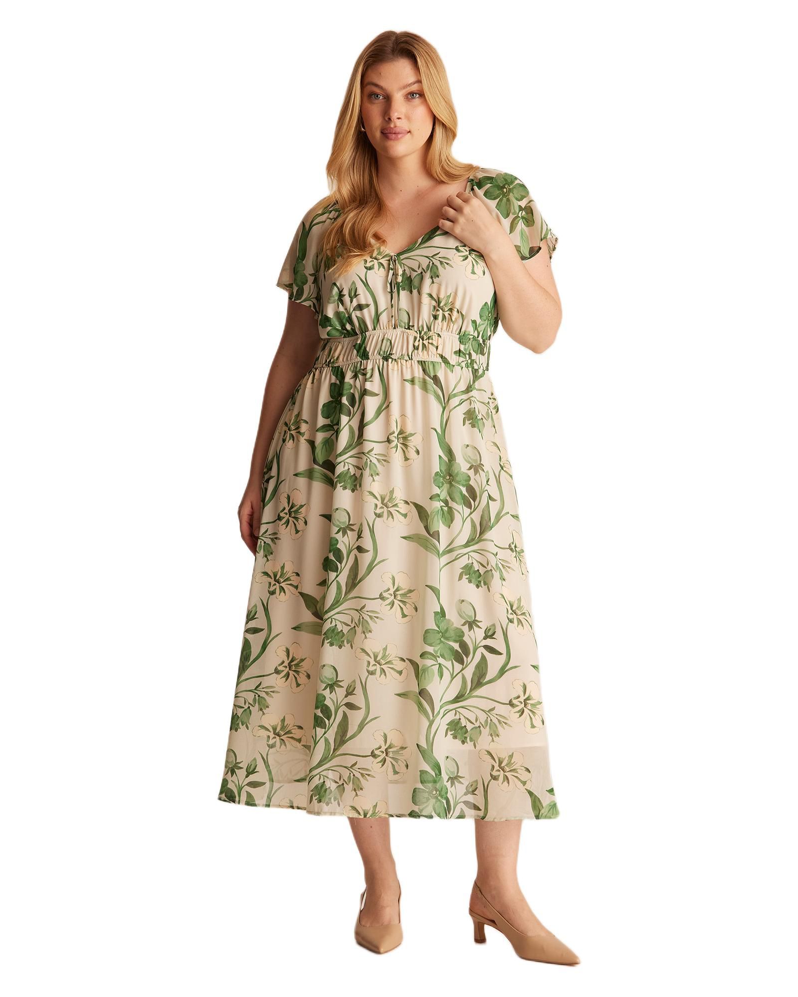 Женское летнее платье миди ESTELLE Anaya Petal Flutter Sleeve