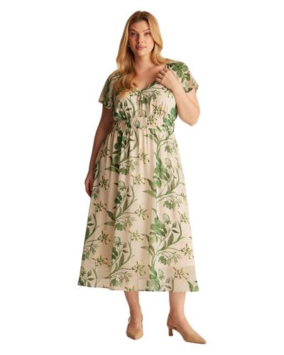 ESTELLE Women's Anaya Petal Flutter Sleeve Summer Midi Dress