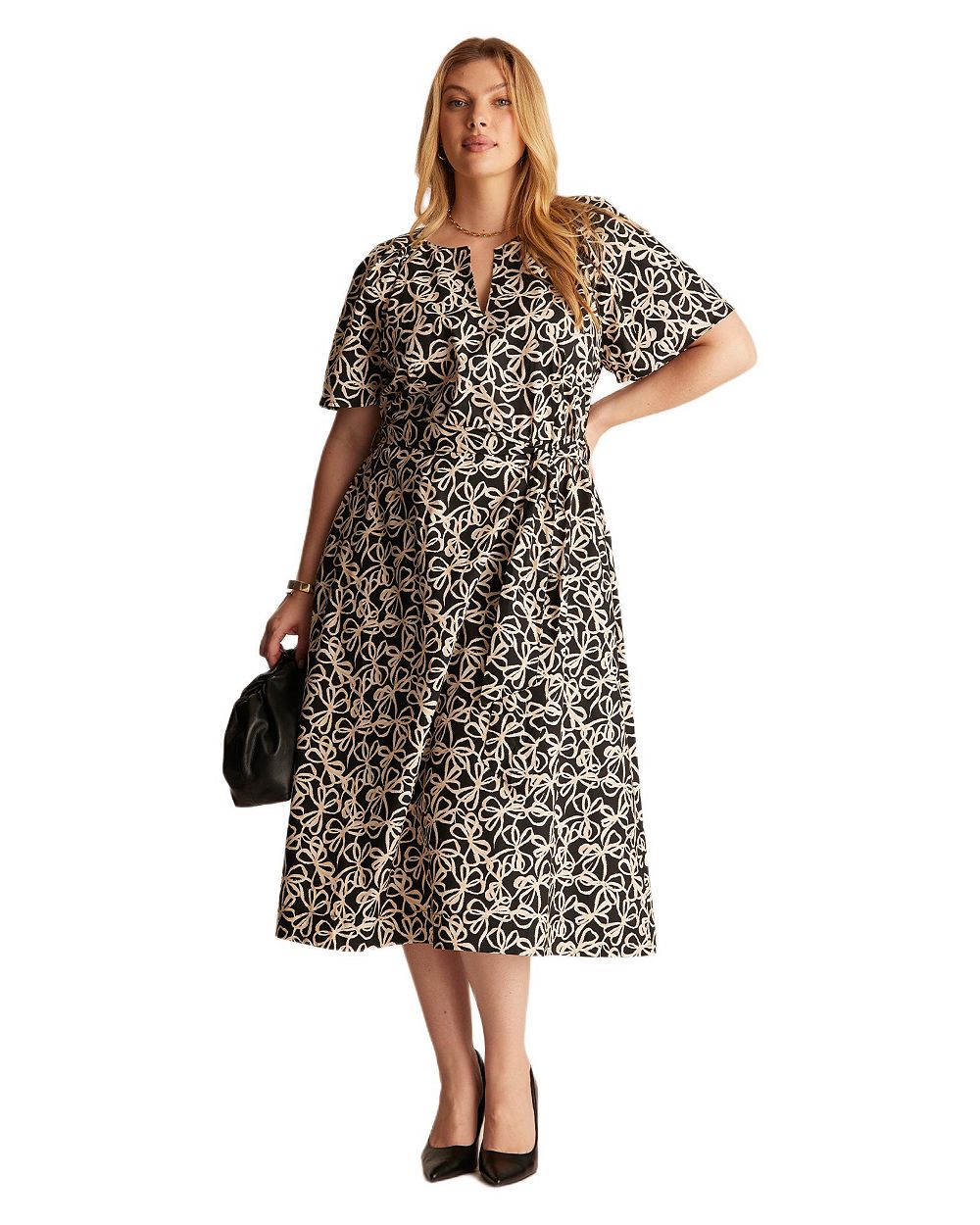 Женское миди-платье ESTELLE Women's Noirette Cotton Print Belted Midi Dress