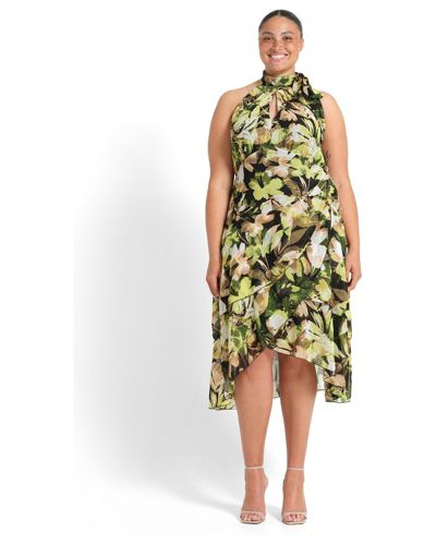 ESTELLE Women's Chlora Halter Chiffon Cocktail Midi Dress